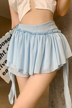 Y2K Coquette Fairycore Ruffle Mini Skirt - 90s Grunge, Retro Summer, Pastel Goth Outfit