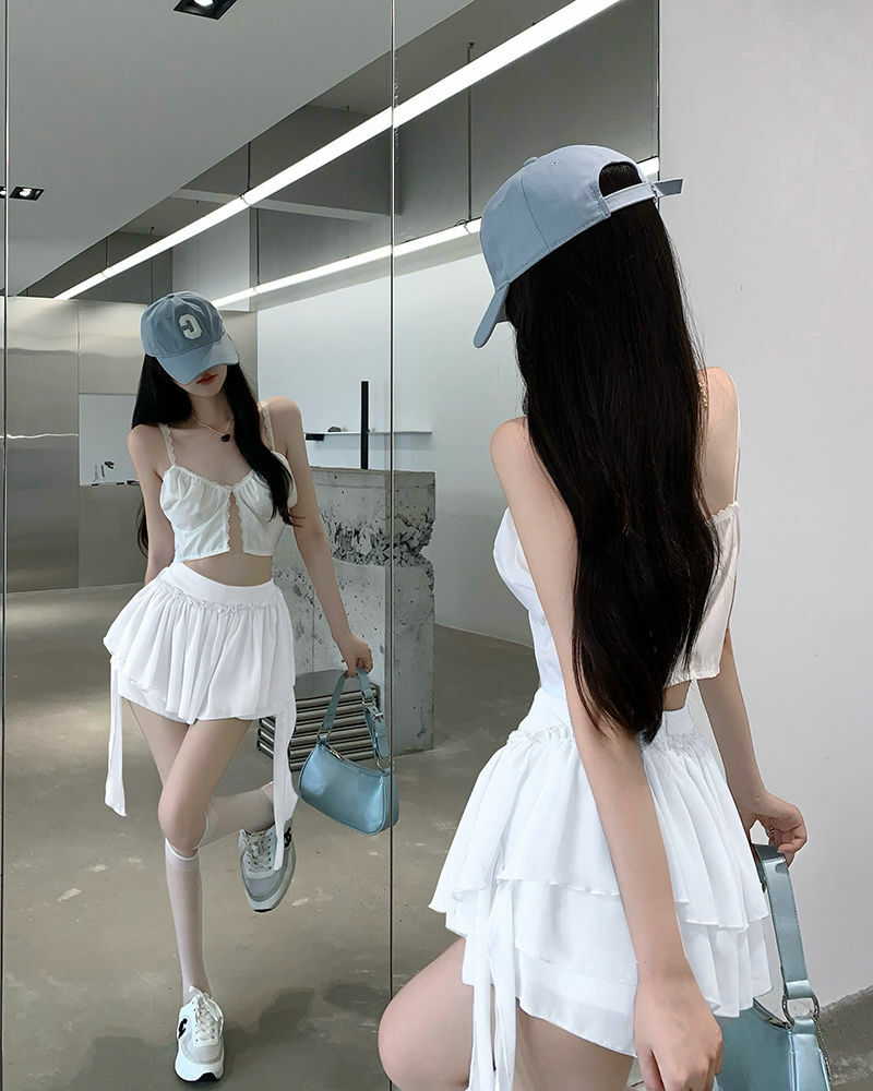 Y2K Coquette Fairycore Ruffle Mini Skirt - 90s Grunge, Retro Summer, Pastel Goth Outfit
