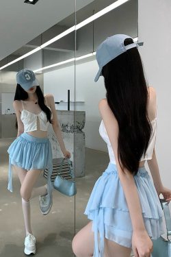 Y2K Coquette Fairycore Ruffle Mini Skirt - 90s Grunge, Retro Summer, Pastel Goth Outfit