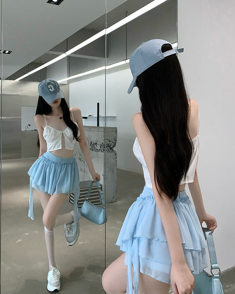 Y2K Coquette Fairycore Ruffle Mini Skirt - 90s Grunge, Retro Summer, Pastel Goth Outfit