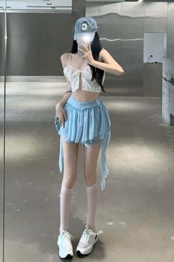 Y2K Coquette Fairycore Ruffle Mini Skirt - 90s Grunge, Retro Summer, Pastel Goth Outfit