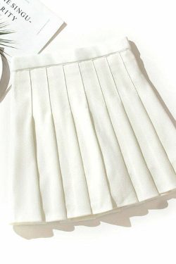Y2K Coquette Preppy High Waist Pleated White Mini Skirt - 90s Grunge Summer Outfit
