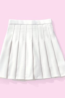 Y2K Coquette Preppy High Waist Pleated White Mini Skirt - 90s Grunge Summer Outfit