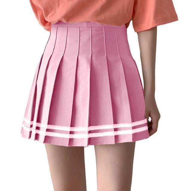 Y2K Coquette Preppy Pink Pleated Skirt - 90s Grunge Summer Outfit, Retro Fashion, Pastel Goth