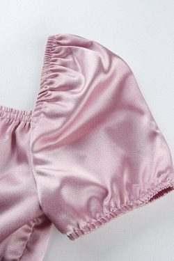 Y2K Coquette Satin Lace Up Crop Top - 90s Grunge, Retro, Pastel Goth, Summer Y2K Outfits