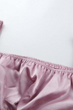 Y2K Coquette Satin Lace Up Crop Top - 90s Grunge, Retro, Pastel Goth, Summer Y2K Outfits