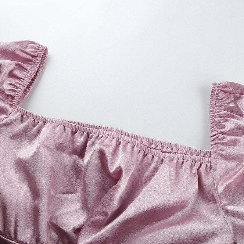 Y2K Coquette Satin Lace Up Crop Top - 90s Grunge, Retro, Pastel Goth, Summer Y2K Outfits