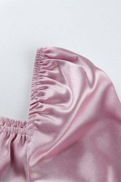 Y2K Coquette Satin Lace Up Crop Top - 90s Grunge, Retro, Pastel Goth, Summer Y2K Outfits