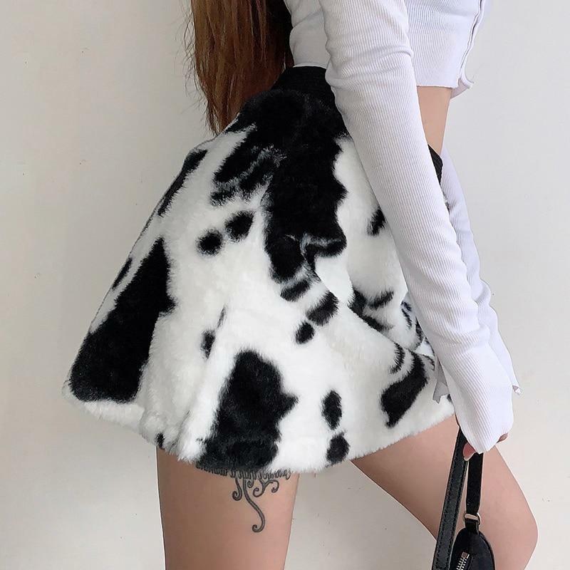 Y2K Cow Pattern Skirt - 90s Grunge, Retro Summer Outfit, Pastel Goth, Y2K Fashion