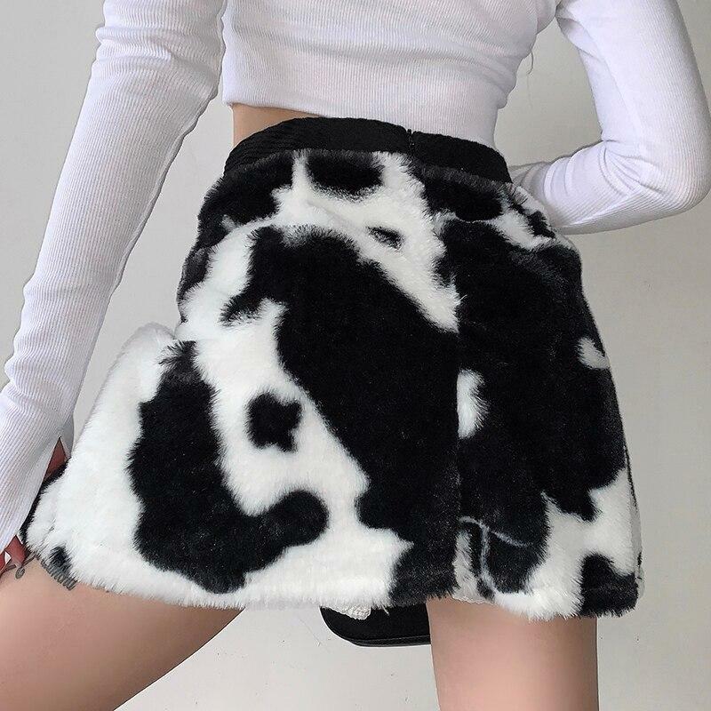 Y2K Cow Pattern Skirt - 90s Grunge, Retro Summer Outfit, Pastel Goth, Y2K Fashion