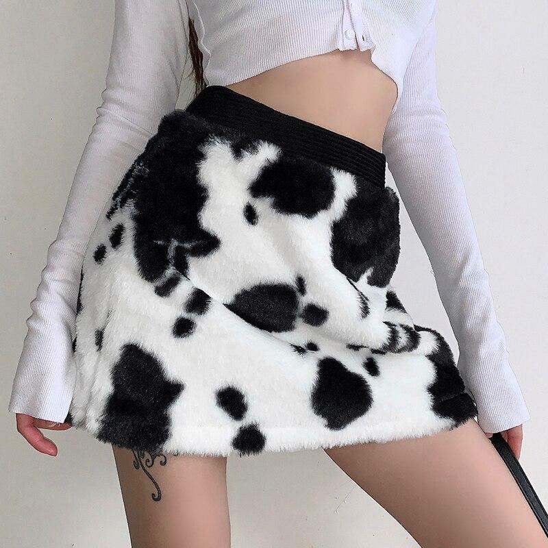 Y2K Cow Pattern Skirt - 90s Grunge, Retro Summer Outfit, Pastel Goth, Y2K Fashion