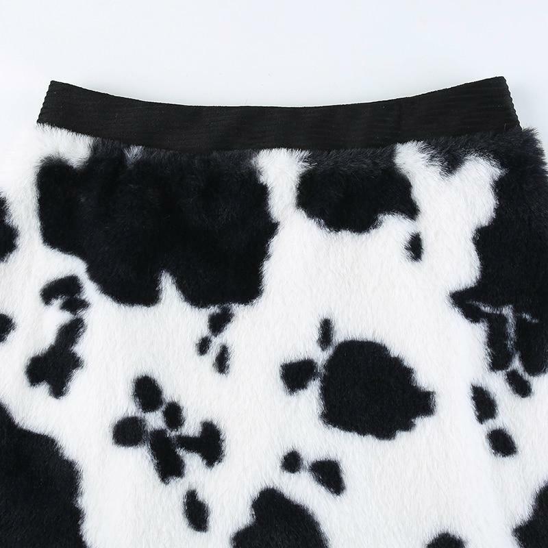 Y2K Cow Pattern Skirt - 90s Grunge, Retro Summer Outfit, Pastel Goth, Y2K Fashion