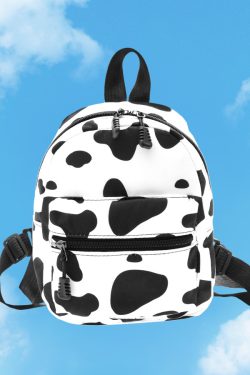 Y2K Cow Print Mini Backpack - Perfect for 90s Grunge, Retro, and Summer Y2K Outfits