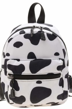 Y2K Cow Print Mini Backpack - Perfect for 90s Grunge, Retro, and Summer Y2K Outfits