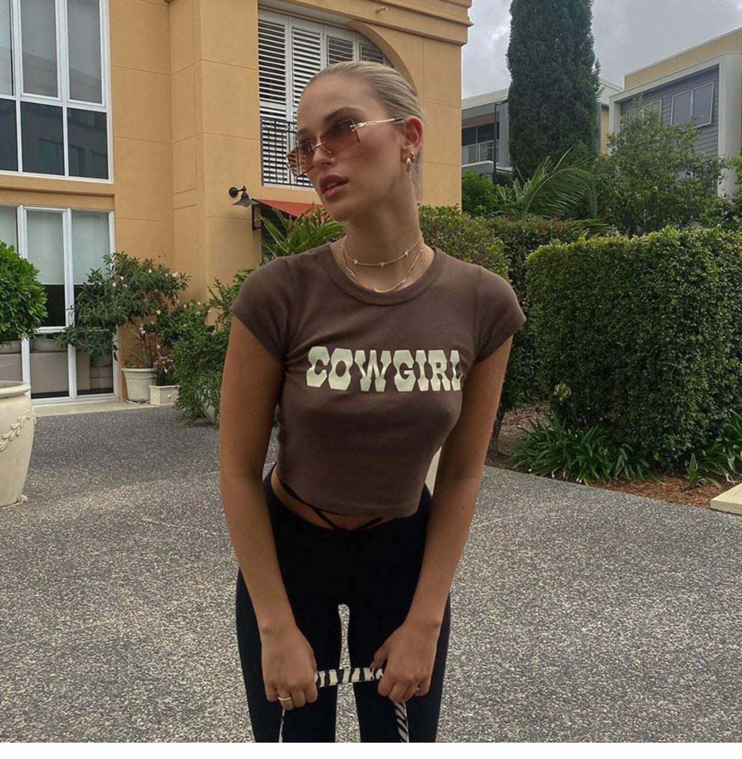 Y2K Cowgirl Letter Print Crop T-Shirt - Retro 90s Grunge, Summer Y2K Outfits, Baby Tees Y2