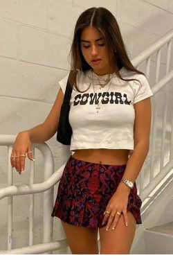 Y2K Cowgirl Letter Print Crop T-Shirt - Retro 90s Grunge, Summer Y2K Outfits, Baby Tees Y2