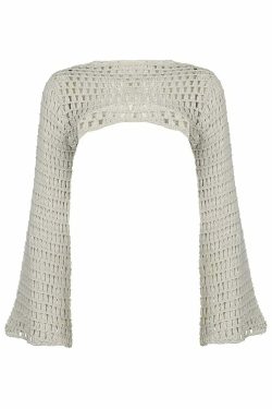 Y2K Crochet Knit Shrug Cover Up - 90s Grunge, Retro Summer, Pastel Goth, Y2K Party Outfit