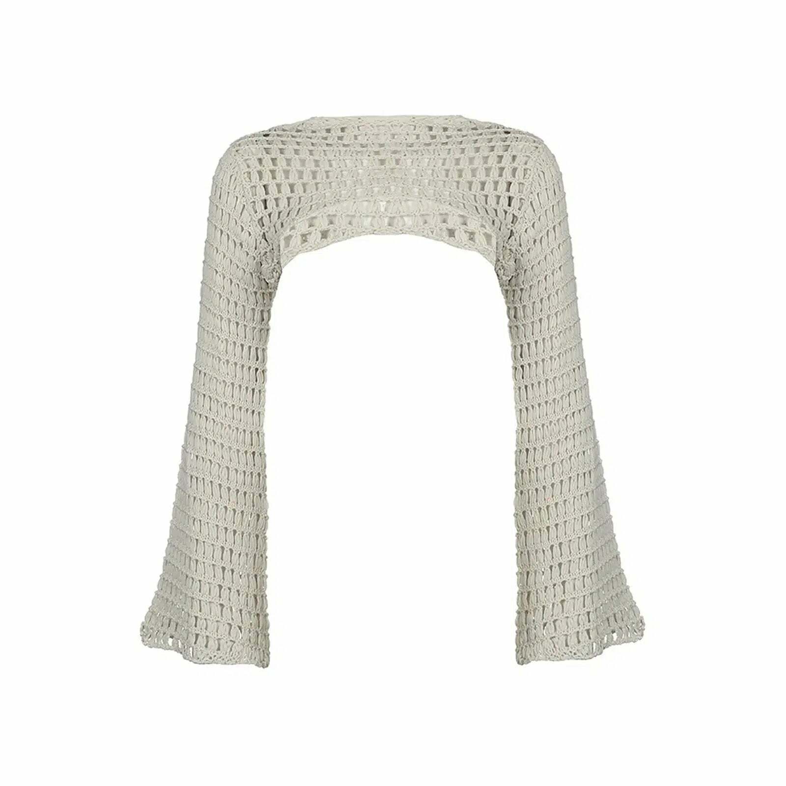 Y2K Crochet Knit Shrug Cover Up - 90s Grunge, Retro Summer, Pastel Goth, Y2K Party Outfit