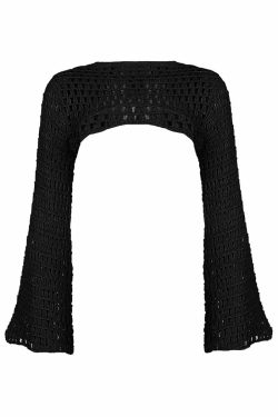 Y2K Crochet Knit Shrug Cover Up - 90s Grunge, Retro Summer, Pastel Goth, Y2K Party Outfit