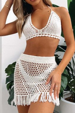 Y2K Crochet Skirt Set - Retro 90s Grunge Summer Outfit, Perfect for Y2K Parties & Clubbing