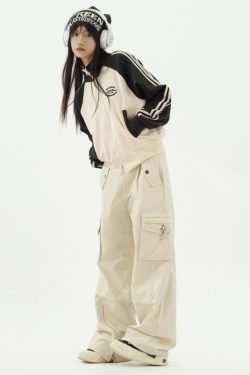 Y2K Cropped Track Jacket - 90s Grunge, Retro Summer Outfits, Y2K Club & Party Fashion