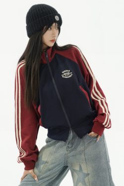 Y2K Cropped Track Jacket - 90s Grunge, Retro Summer Outfits, Y2K Club & Party Fashion