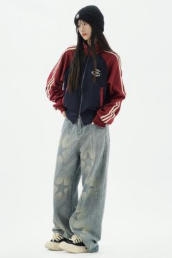 Y2K Cropped Track Jacket - 90s Grunge, Retro Summer Outfits, Y2K Club & Party Fashion