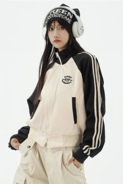 Y2K Cropped Track Jacket - 90s Grunge, Retro Summer Outfits, Y2K Club & Party Fashion