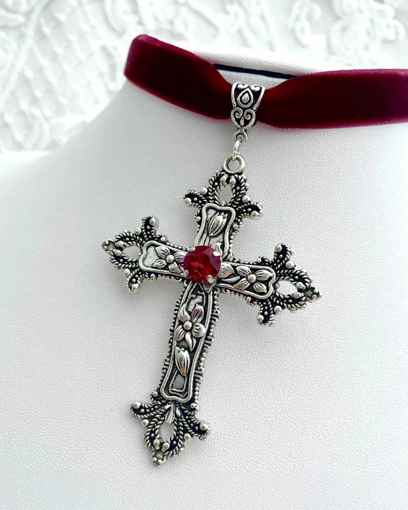 Y2K Cross Necklace - Retro 90s Grunge, Y2K Fashion, Summer Outfits, Popstar & Party Looks