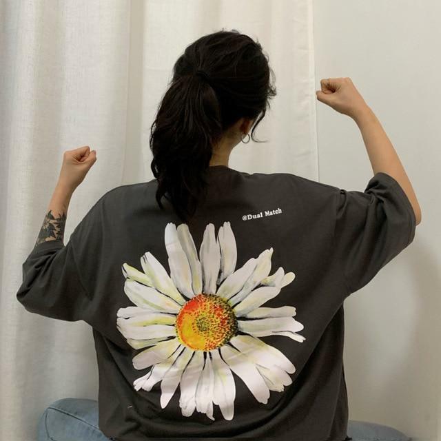 Y2K Daisy Print Shirt - Retro 90s Grunge Summer Outfit, Y2K Fashion, Baby Tees, and Clubwear