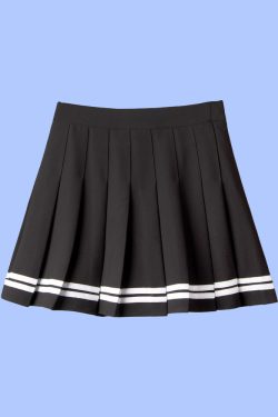 Y2K Dark Academia Preppy Mini Pleated Skirt - Black Grunge 90s Fashion Retro Style
