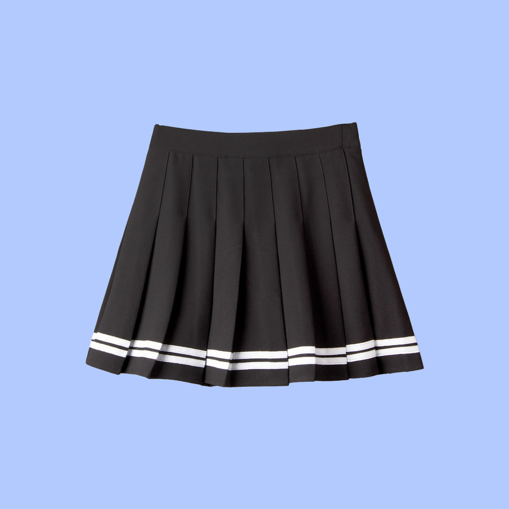Y2K Dark Academia Preppy Mini Pleated Skirt - Black Grunge 90s Fashion Retro Style