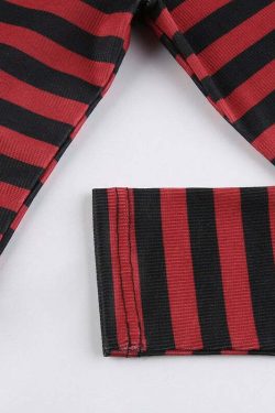 Y2K Dark Grunge E-Girl Striped Crop Top - 90s Fashion, Y2K Summer Outfits, Retro Style