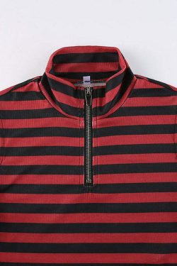 Y2K Dark Grunge E-Girl Striped Crop Top - 90s Fashion, Y2K Summer Outfits, Retro Style