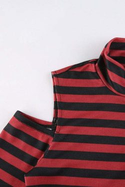 Y2K Dark Grunge E-Girl Striped Crop Top - 90s Fashion, Y2K Summer Outfits, Retro Style
