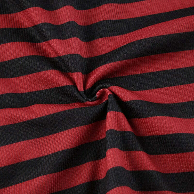 Y2K Dark Grunge E-Girl Striped Crop Top - 90s Fashion, Y2K Summer Outfits, Retro Style