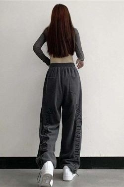 Y2K Dark Grunge Wide Leg Sweatpants - Retro 90s Fashion, Gothic Y2K, Summer Y2K Outfits