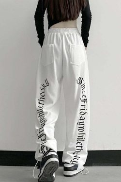 Y2K Dark Grunge Wide Leg Sweatpants - Retro 90s Fashion, Gothic Y2K, Summer Y2K Outfits