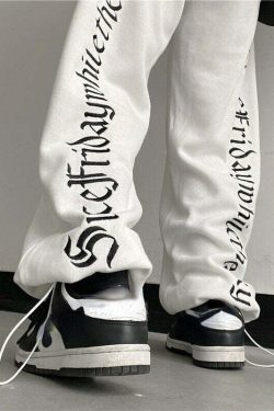 Y2K Dark Grunge Wide Leg Sweatpants - Retro 90s Fashion, Gothic Y2K, Summer Y2K Outfits