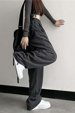 Y2K Dark Grunge Wide Leg Sweatpants - Retro 90s Fashion, Gothic Y2K, Summer Y2K Outfits