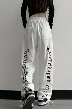 Y2K Dark Grunge Wide Leg Sweatpants - Retro 90s Fashion, Gothic Y2K, Summer Y2K Outfits