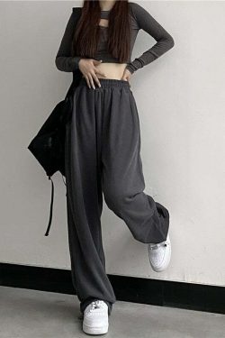 Y2K Dark Grunge Wide Leg Sweatpants - Retro 90s Fashion, Gothic Y2K, Summer Y2K Outfits