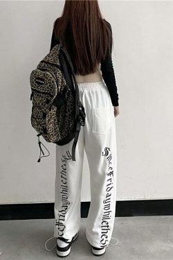 Y2K Dark Grunge Wide Leg Sweatpants - Retro 90s Fashion, Gothic Y2K, Summer Y2K Outfits