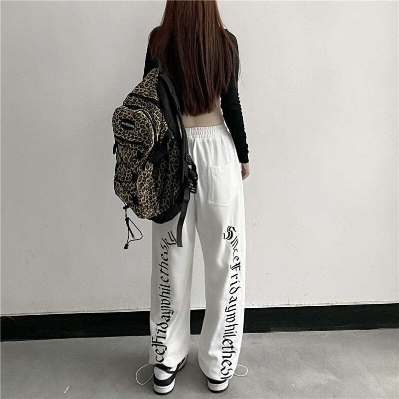 Y2K Dark Grunge Wide Leg Sweatpants - Retro 90s Fashion, Gothic Y2K, Summer Y2K Outfits