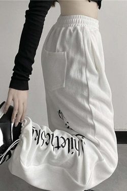 Y2K Dark Grunge Wide Leg Sweatpants - Retro 90s Fashion, Gothic Y2K, Summer Y2K Outfits