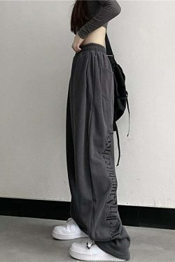 Y2K Dark Grunge Wide Leg Sweatpants - Retro 90s Fashion, Gothic Y2K, Summer Y2K Outfits