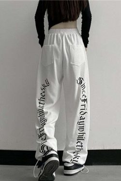 Y2K Dark Grunge Wide Leg Sweatpants - Retro 90s Fashion, Gothic Y2K, Summer Y2K Outfits