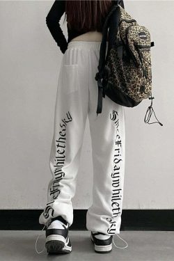 Y2K Dark Grunge Wide Leg Sweatpants - Retro 90s Fashion, Gothic Y2K, Summer Y2K Outfits