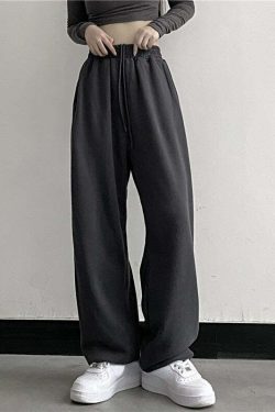 Y2K Dark Grunge Wide Leg Sweatpants - Retro 90s Fashion, Gothic Y2K, Summer Y2K Outfits