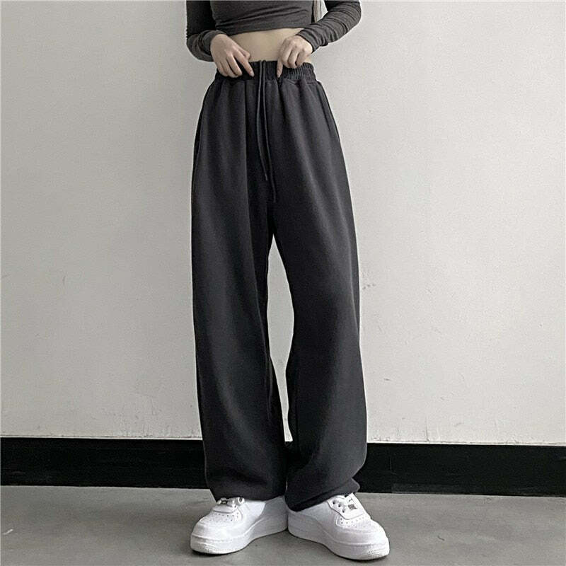 Y2K Dark Grunge Wide Leg Sweatpants - Retro 90s Fashion, Gothic Y2K, Summer Y2K Outfits